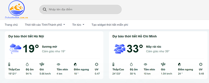 Truy cập vào website thoitiethomnay.me