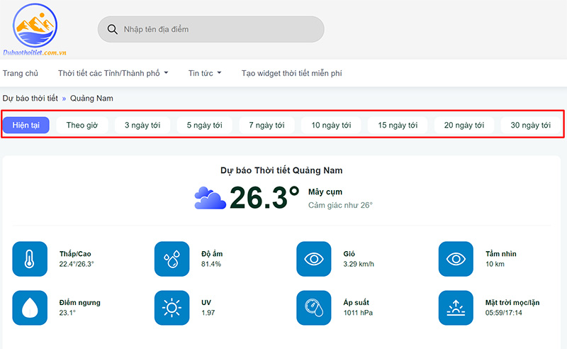 Quảng Nam - thời tiết cuối tuần này thì thế nào? 