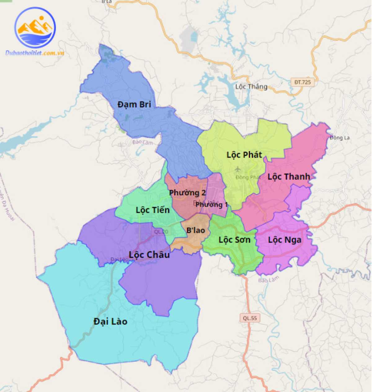 Vị trí địa lý của thành phố Bảo Lộc